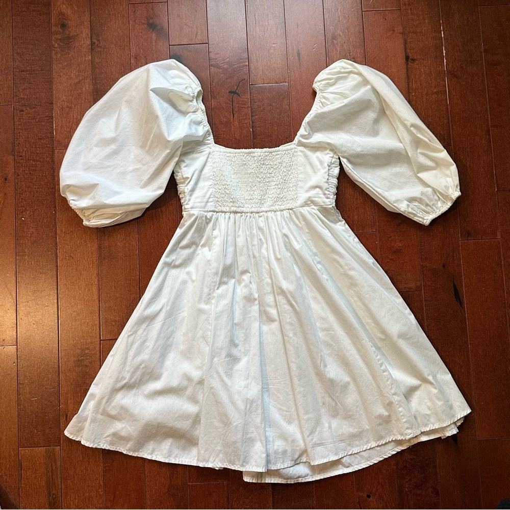 Abercrombie & Fitch White Puff Sleeve Mini Dress - Picture 8 of 8